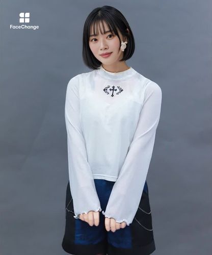 クロス刺繍ラメカットトップス【期間限定価格】 | NIBBLE POISON