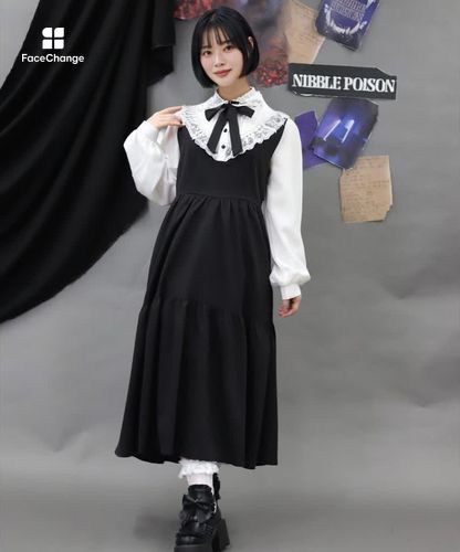 猫刺繍ブロッキングワンピース | axes femme 公式オンラインショップ