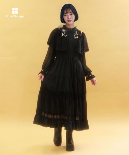 刺繍チュール使ケープワンピース【10%OFF対象商品】 | axes femme