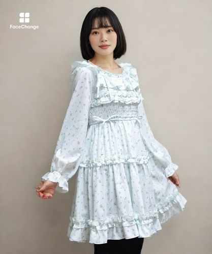 ギャザーフリル長袖ワンピース | POETIQUE -outlet- | axes femme 公式