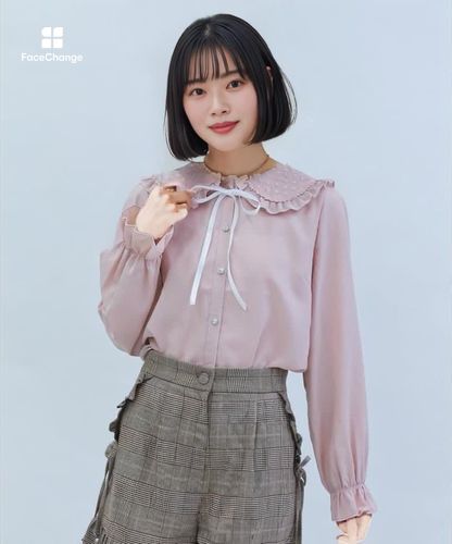 ハートチュールビッグ襟ブラウス | axes femme online shop