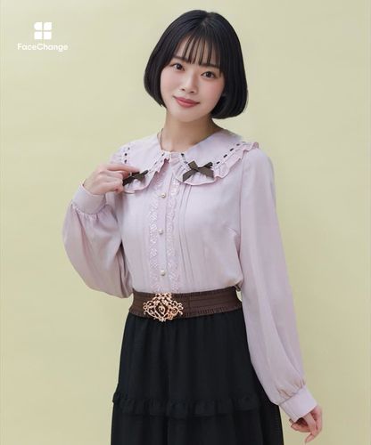 チョコレートリボン丸襟ブラウス | POETIQUE | axes femme online shop