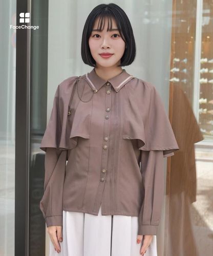 連釦×チェーン付ケープ風ブラウス 【会員限定価格】 | axes femme