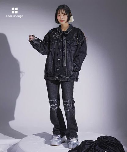 ダメージデニムハートジャケット | Fickle Bebe