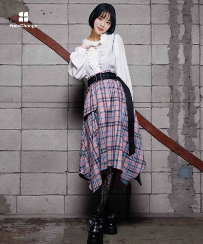 ベルト付チェックイレヘムスカート【予約】 | NIBBLE POISON | axes