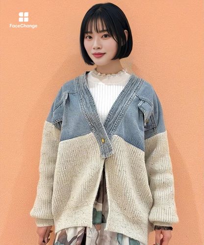 デニム×ニットカーディガン | axes femme 公式オンラインショップ