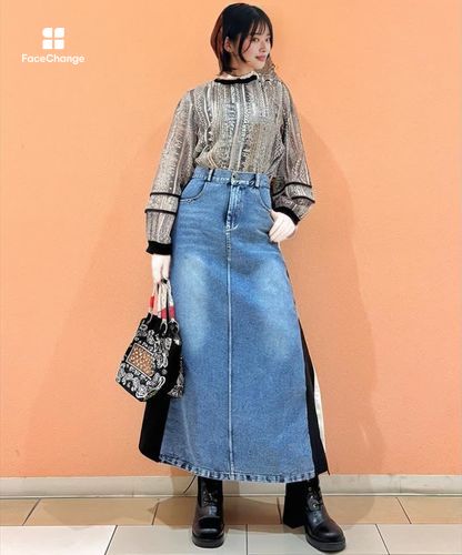 ADEAM アディアム FOXEY フォクシー デニム スカート ロング FOXEY - ADEAM アディアム ロング スカート 0 FOXEY フォクシーの通販