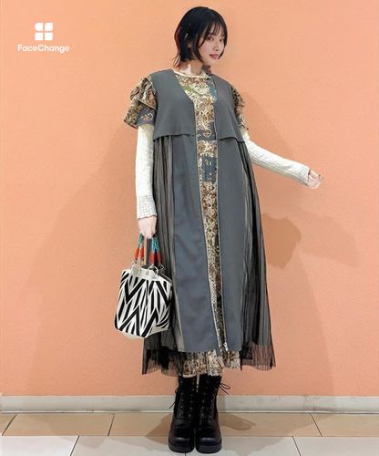 チュール切替ロングベスト | purple label | axes femme 公式
