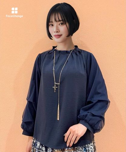 袖チュール重ねタックプルオーバー | purple label -outlet- | axes