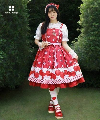 明日終了※シャルミエール スウィーティアップルジャンパースカート 紺 スウィーティアップルジャンパースカート | axes femme online shop