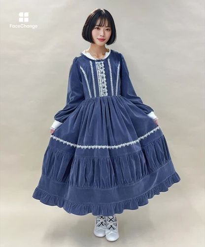 axes femme kawaii♡chalmiere ネイビー ワンピース ウィンターワンピース | Chalmiere | axes femme onlineshop