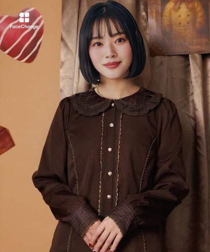 チョコレート柄衿ブラウス【受注生産】 | Chalmiere | axes femme