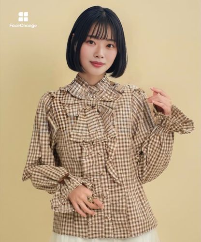 新品未使用タグ付き　アクシーズファムkawaii チェック柄フリルブラウス axes femme kawaii タータンチェックジャンスカ 赤 新品未使用 タグ