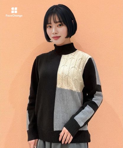バイカラーニットプルオーバー | axes femme 公式オンラインショップ