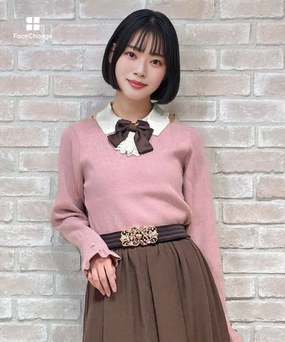 ブローチ付バイカラー襟ニット | axes femme online shop