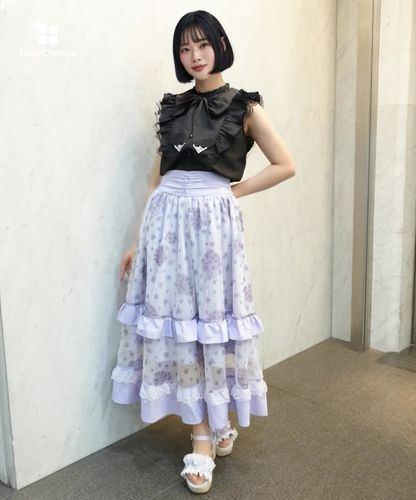 紫陽花柄プリントチュールスカート | axes femme 公式オンライン