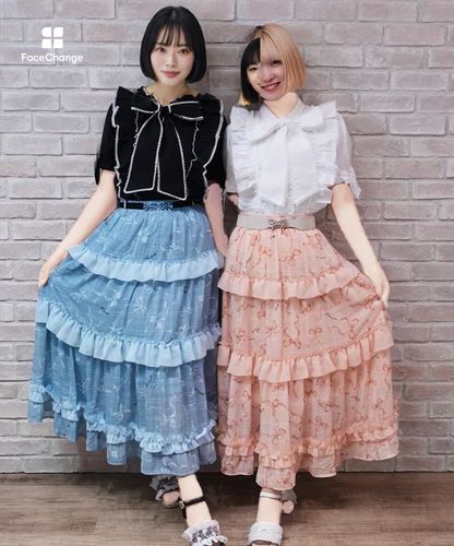 リボン柄シアーチェックスカート 【10%OFF対象商品】 | POETIQUE