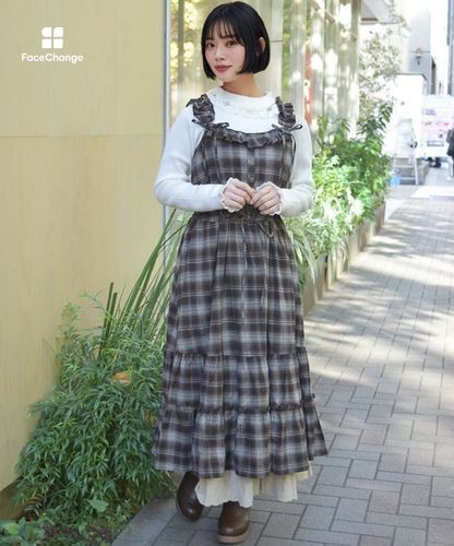 コットンレースチェックジャンスカ【期間限定価格】 | axes femme 公式
