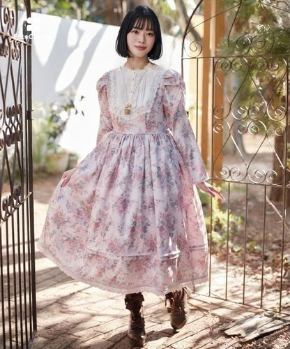 クラシカルローズ柄ワンピース【受注生産】 | Chalmiere | axes femme