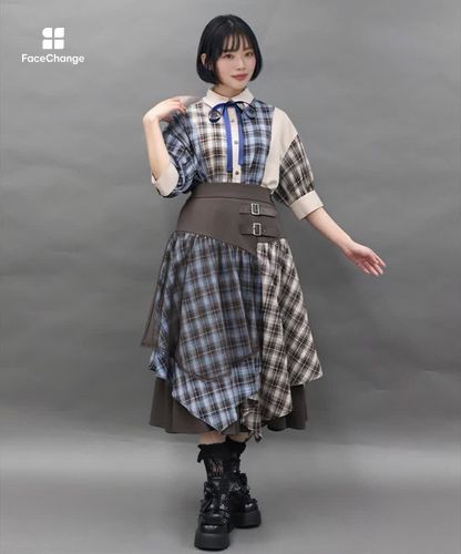 チェックバイカラーシャツワンピース | NIBBLE POISON | axes femme