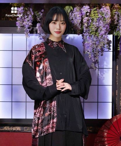 鶴×月プリントシャツ | axes femme 公式オンラインショップ