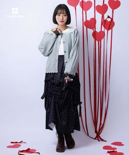 ハート釦バイカラーニットカーディガン | axes femme online shop