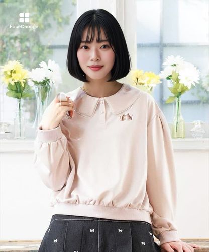 axes femme　猫柄コーデ　パニエ　襟付き キャット刺繍襟付プルオーバー | axes femme 公式オンラインショップ