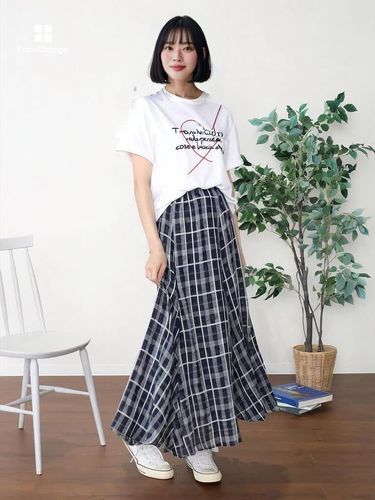 サッカーチェックフレアスカート - Vin - Vin｜YAMADAYA STORE