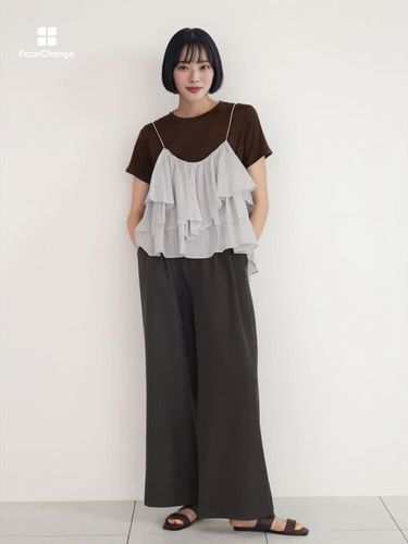 Stripe frill camisole top - FIKA. - FIKA.｜YAMADAYA STORE