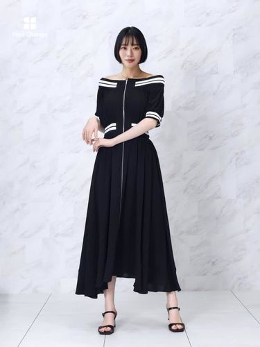 配色ラインオフショルジップワンピース - FENNEL - FENNEL｜YAMADAYA STORE