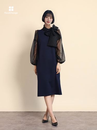 ドットフロッキーリボンワンピース - FENNEL - FENNEL｜YAMADAYA STORE