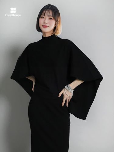 ハイネックポンチョニット - Aga Black - Aga｜YAMADAYA STORE