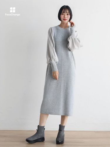 ボリュームスリーブリブニットワンピース - MEDOC original - SCOTCLUB