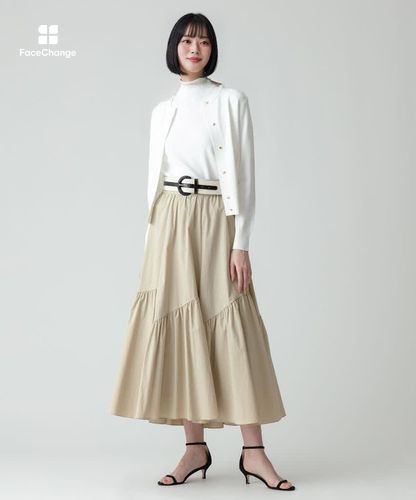 【allureville】アルアバイル 配色ポケットクルーカーディガン ベージュ allureville】アルアバイル 配色ポケットクルーカーディガン ベージュ