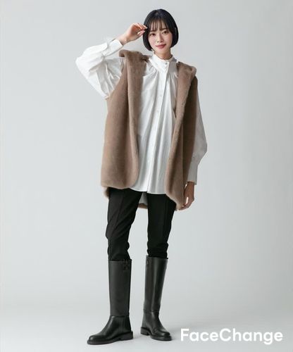 シルバーミンクXカシミヤ　ショートフードジレ フェイクミンクフーディジレ|allureville OFFICIAL SITE / ONLINE SHOP