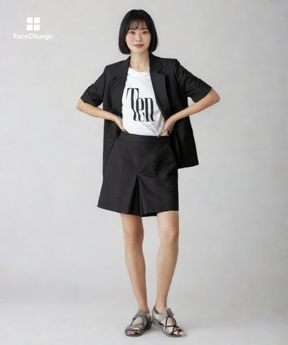 セットアップ対応可能】リネンコンシャークスキンハーフスリーブ