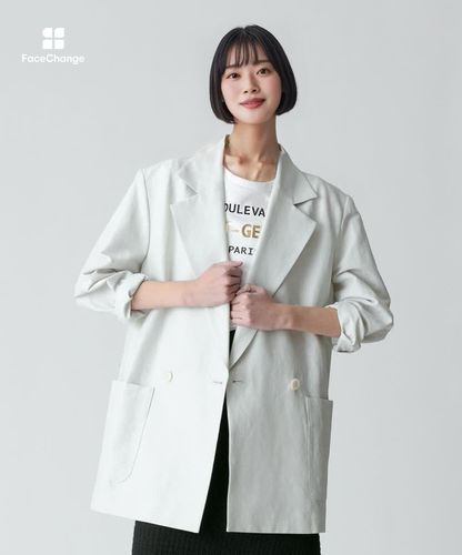 アトリエGG　ホワイトリネンジャケット リネンスラブビックショルダージャケット|allureville OFFICIAL SITE