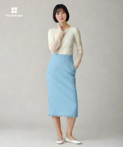 新品未使用アルアバイル・ラメニットタイトスカート セットアップ対応商品】ジオリカラメツイードハイウエストタイト