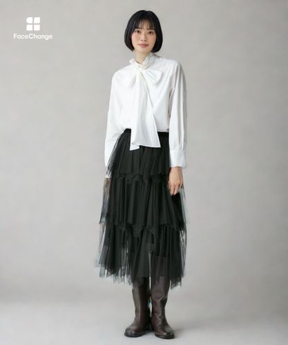 アルアバイル　チュール付きロングスカート　2 ◇ソフトチュールティアードスカート|allureville OFFICIAL SITE