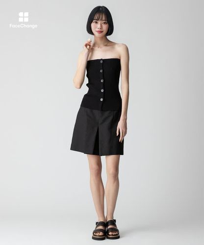 リネン/ポリエステルハイライズショートパンツ|allureville OFFICIAL