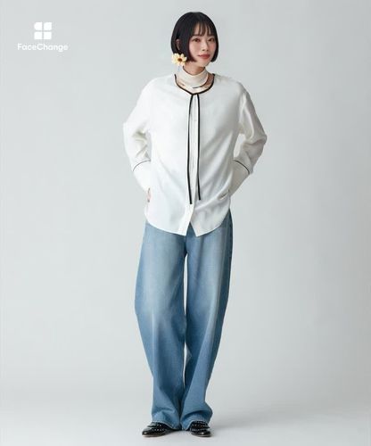 ジョーゼットホソパイピングブラウス|allureville OFFICIAL SITE