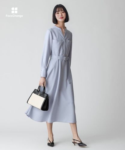 キョウネンポリエステルスラッシュネックワンピース|allureville