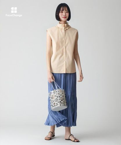 セットアップ対応可能】ストライプスタンドフリルブラウス|allureville