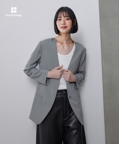 エトリアシャンブレーカラーレスジャケット|allureville OFFICIAL SITE