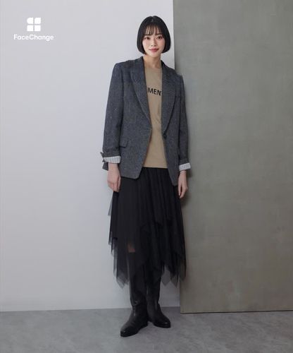 セットアップ対応可能】ヘリンボンツイードテーラードジャケット