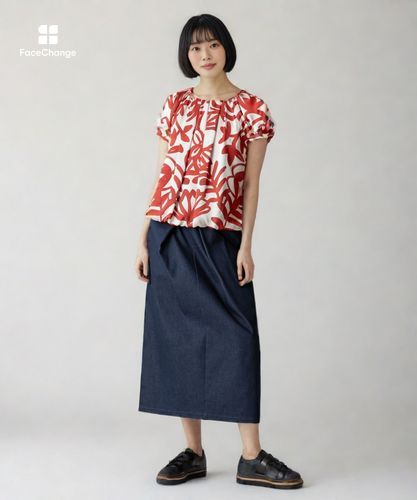 デニムライクフロントタックスカート|allureville OFFICIAL SITE