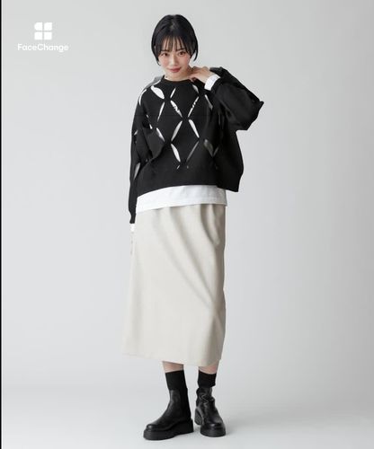 【新品タグ付】ウエストデザインヘムレザースカート ウエストデザインヘムレザースカート – shéller / シェリエ