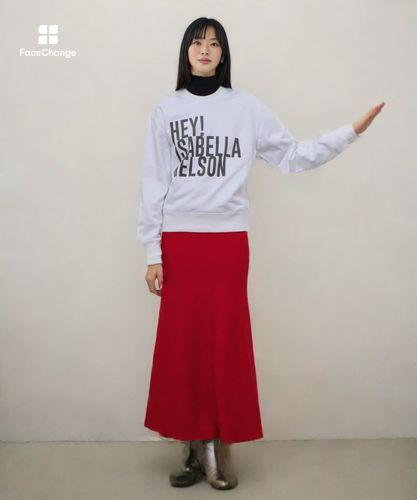 セットアップ対応可能】ウール混Wフェイスナローマーメイドスカート