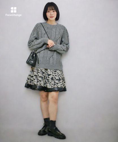 モノトーンパイルジャガードフレアミニスカート|allureville OFFICIAL