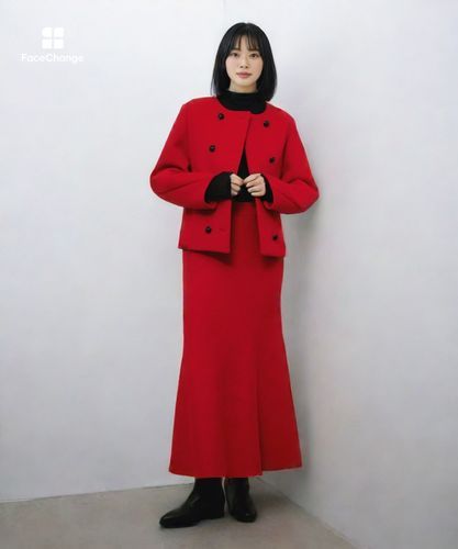 超美品✨allureville✨ワイドカフビーバーショートコート　レッド ショートビーバーノーカラージャケット|allureville OFFICIAL SITE